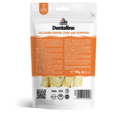 Dentaline Stick – recompense dentare pentru câini, igienă orală cu colagen si dovleac, 100 g